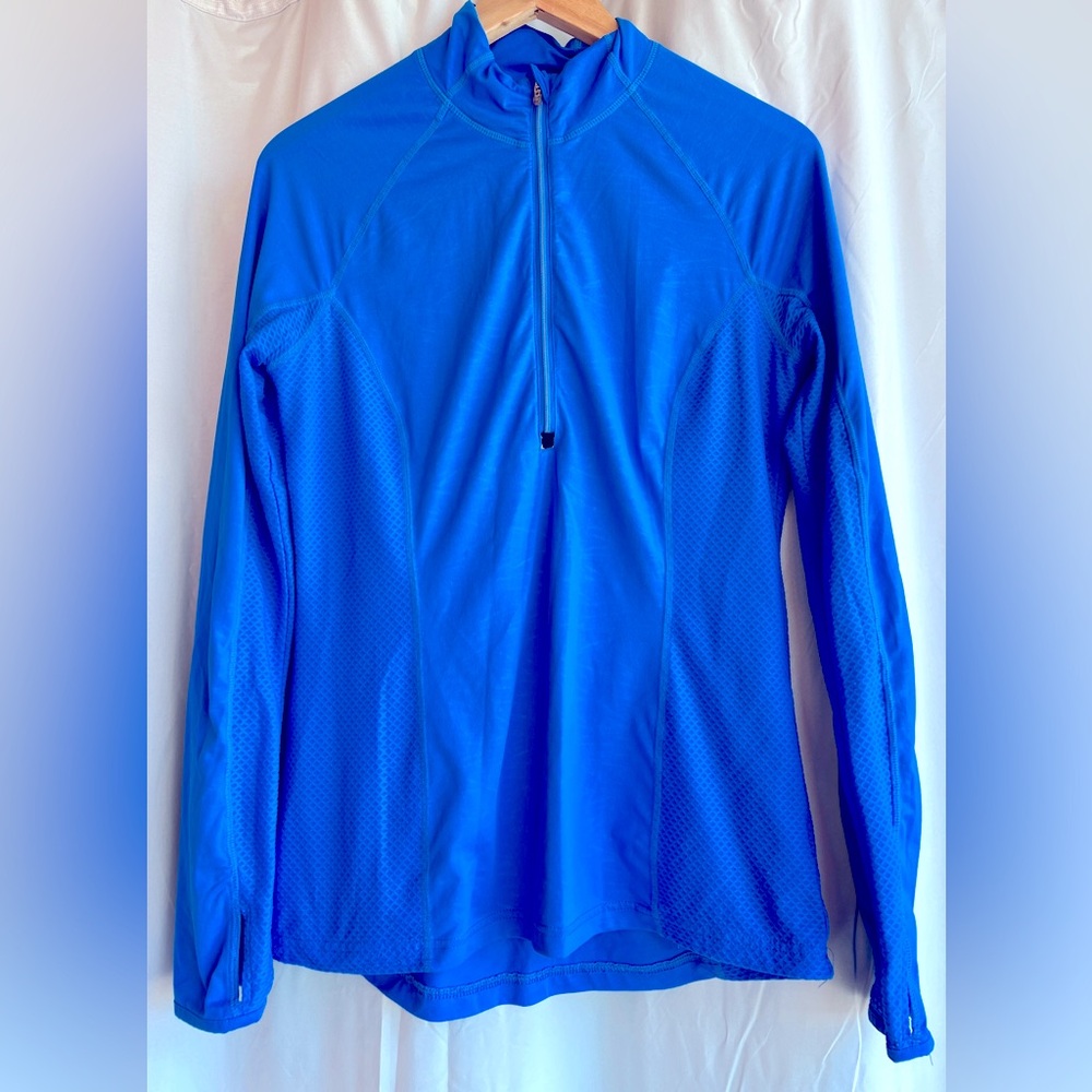 Athleta 1/4 Zip Pullover Blue Back Pocket Women's Medium Mock Neck 138102-01-2